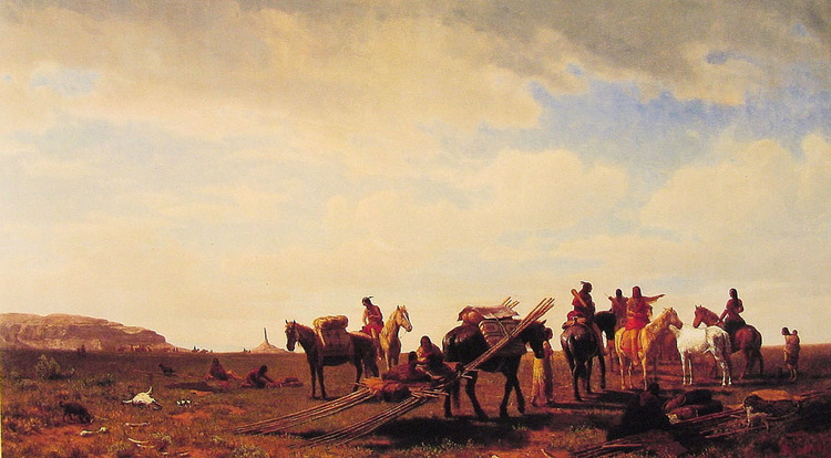 Albert Oil Painting Indians Travelling Near Fort Laramie